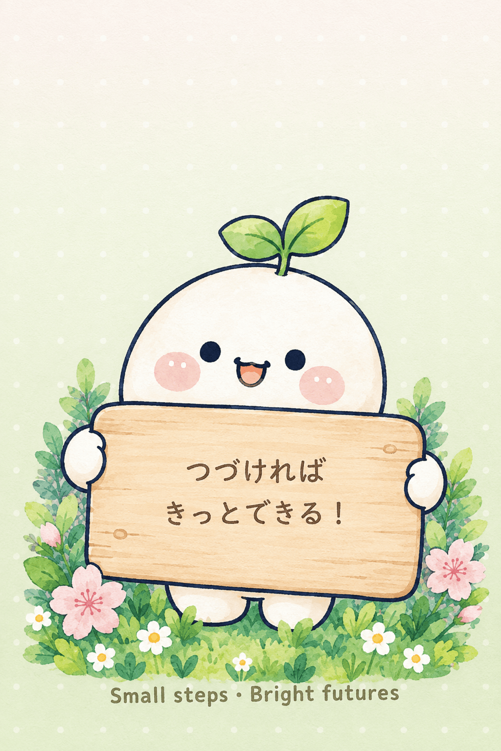 Mochi encourages you: small steps, bright futures.